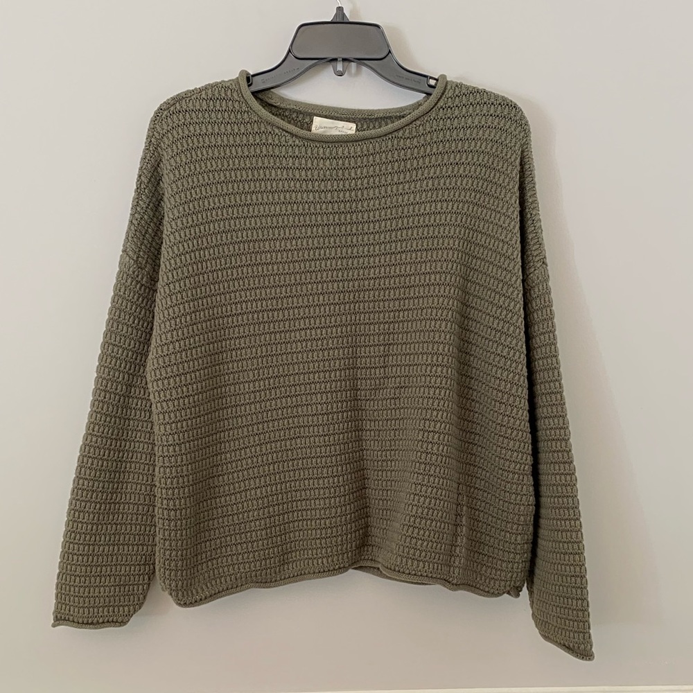 Universal thread olive green texture sweater 1X